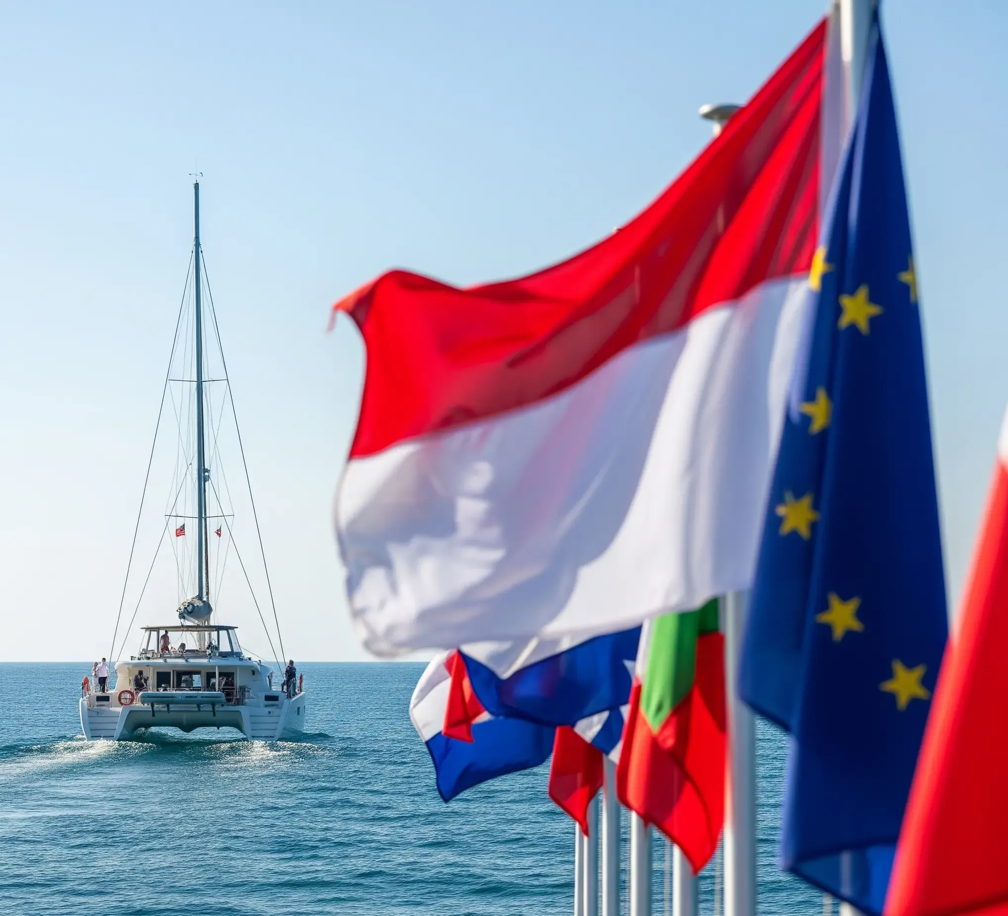 Maritime vessel sailing on open ocean